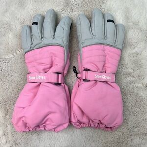 Warm Snow Gloves Mittens Pink Kids Size Large or Womens Size Small Fleece Lined